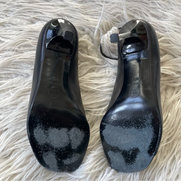 Chanel Vintage Slingback Classic Mary Jane Open Toe Lucite Nail Heel Shoes 36.5 - Picture 6 of 12